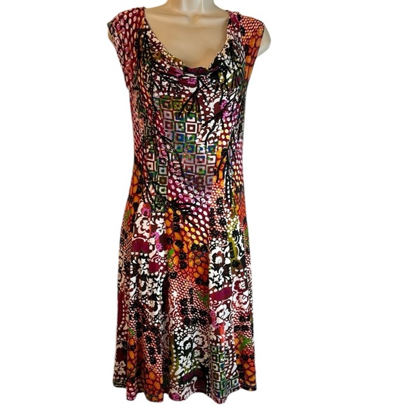 V Christina Multicolor Black Sequins Midi Dress Rayon/Spandex Sz S LN - Picture 3 of 8